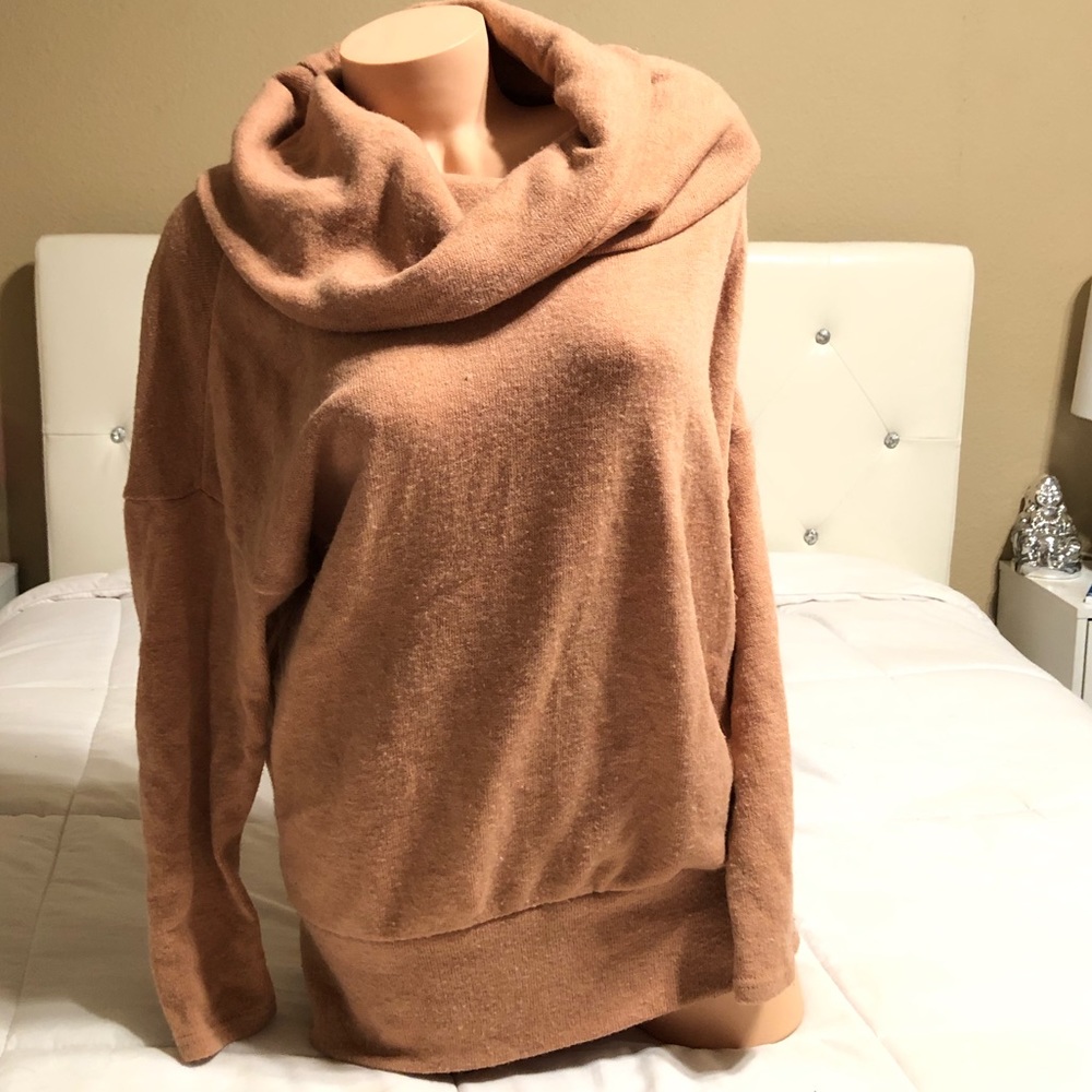 Nude wool cowl neck sweater